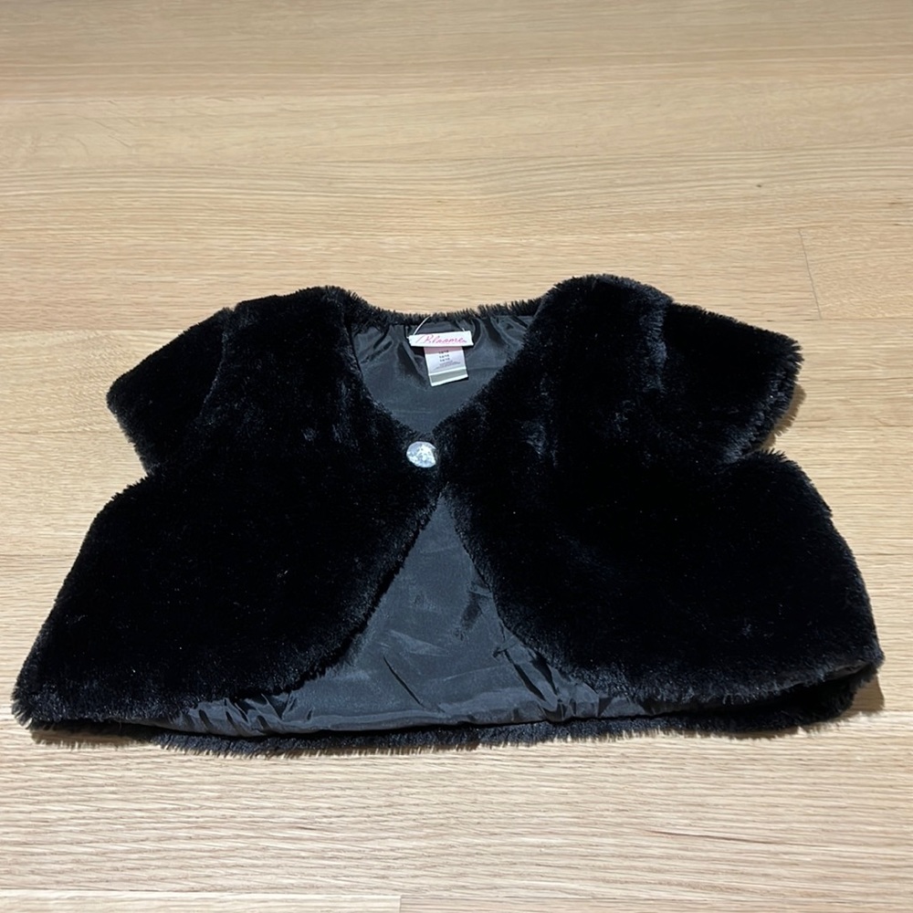 Bloome dejeune fille faux fur black shrug 14-16